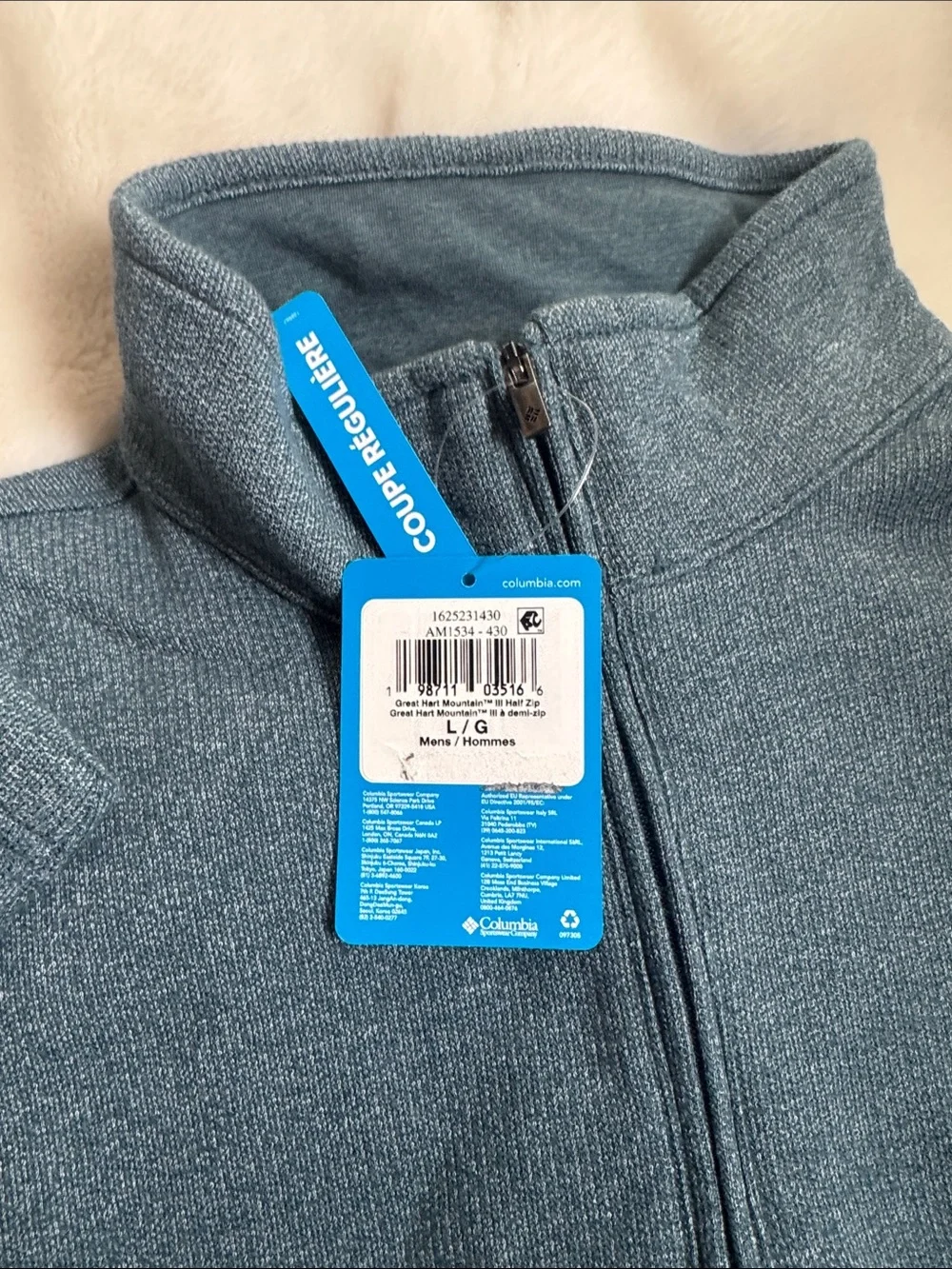 Columbia Men's Teal Gray Half-Zip Pullover